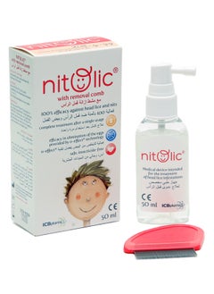 Buy Nitolic with Removal Comb Lotion Spray 50ml for Head Lice and Nits in UAE