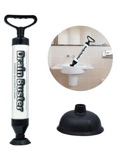 Buy Drain Buster Toilet Air Plunger, Powerful Drain Plunger with 2 Type Suction Cups, Cleaner New Pump Air Tool Suitable for Toilet, Bathtub, Shower, Sink in UAE