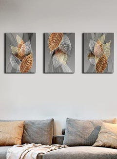 Buy Living Room Canvas Wall Art Home Wall Decor Kitchen Modern Bathroom Wall Decor Black Painting Abstract Leaves Picture Artwork Inspirational Canvas Art Bedroom Home Decor 3 Pieces in Saudi Arabia