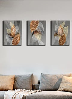 اشتري Living Room Canvas Wall Art Home Wall Decor Kitchen Modern Bathroom Wall Decor Black Painting Abstract Leaves Picture Artwork Inspirational Canvas Art Bedroom Home Decor 3 Pieces في السعودية