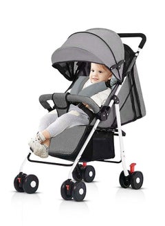 Buy Baby Stroller Foldable Travel Pram Single Strollers Sit & Recliner Portable Folding Stroller  (Grey) in Saudi Arabia