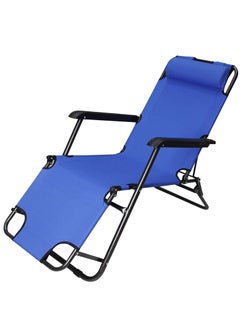 Buy Foldable Zero Gravity Camping Chair With Headrest/Beach Chair/Camping Bed/Sun Lounger-Blue in UAE