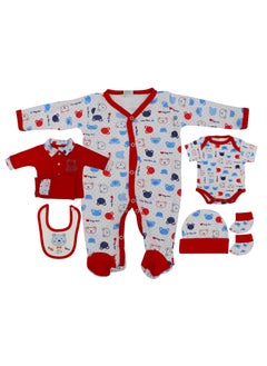 اشتري AURA KIDS 7 Pieces Baby Gift Set Red في الامارات