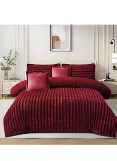 Buy Winter Double Bedspread Quilt Set Made of Soft Velvet and Luxurious Fur, Size 230*250 cm in Saudi Arabia