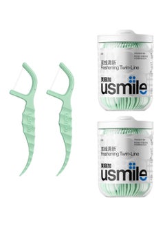 Buy Twin-line Freshening Anti-caries Dental Floss Toothpicks Teeth Stick Tooth Cleaning Interdental Oral Care (Freshening-100 Count) in UAE