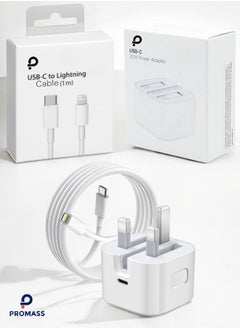 اشتري iPhone Fast Charger, 20W iPhone Charger with iPhone Charger Cable 1M, USB C Plug with USB C Light-ning Cable for iPhone 14/13/ 12/11/ X/SE/ 8/7, Pad في السعودية