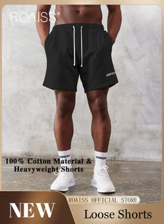 Buy Gym Drawstring High Waist Loose Shorts for Men Casual Breathable Sweat Short Pants with Pockets Five Point Pants for Sports in UAE
