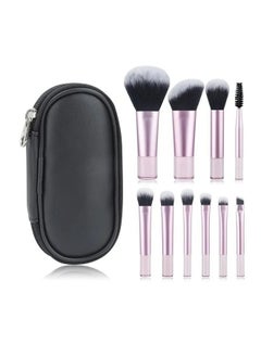 Buy Portable On The Go Makeup Brush Set, Easy-Grip Full Function Mini Cosmetic Brush Set with Brush Bag 10 brushes in Saudi Arabia