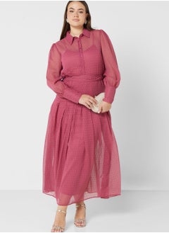 Buy Textured Dress With Belt in UAE