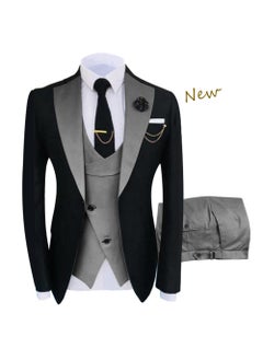 Buy Slim Fit Mens Groomsmen Suit Spring Autumn Party Three-Piece SetGray Gray in UAE