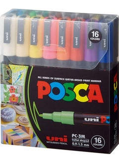 اشتري Paint Marker Pen - PC-3M Extra Fine 0.9-1.3 mm, 16 Colors, Bulled Shaped في الامارات