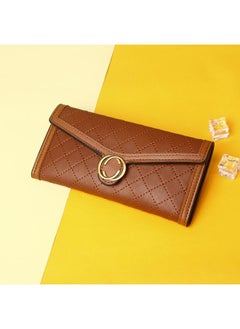 Buy European And American High-end Wallet Women's Long Rhombic Embroidery Multi-card Multi-functional Three-fold Bag Personalized Buckle Clutch in Saudi Arabia