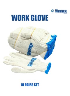 Buy Work Glove Set 10Pcs Cotton Poly Gloves Cloth Gloves Cotton 40% Polyester 60% WINNER in Saudi Arabia