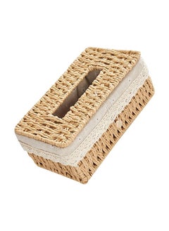 اشتري Hometast Handwoven Tissue Case - Elegant Tissue Box Cover And Napkin Holder - Tissue Holder For Home, Living Room, Bedroom, Car - Table Decoration - Premium Quality Tissue Box Cover (Beige) في الامارات