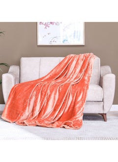 اشتري Vegas Solid Blanket Single 100% Polyester Soft Cozy Throw Blanket Lightweight Home Decorative Blankets For Bedroom 150x200 cm Peach في الامارات