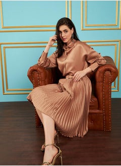 اشتري Pleated Satin Midi Skirt في السعودية