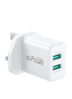 اشتري Dual-port Mini 10.5W Fast Charger with QC 3.0 support. Wall Charger Plug Travel Adapter Mini Dual-port 10.5W Fast Power Charger, Samsung AFC, Huawei SCP, and other lower versions of iPhones في الامارات