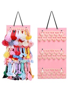 اشتري Headband Holder for Baby Girls, Organizer Bow w/Heart-Shape Velvet Hangers, Door,Closet,Wall, Light Pink في الامارات