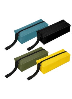 اشتري Multipurpose Zipper Tool Bag, 4 Pcs Canvas Zipper Bags, Heavy-Duty Tool pouch, Electrician tool pouch, Heavy Duty Tool Pouch Tote Bags Organize Storage (Army Green, Black, Cyan-blue, Yellow) في الامارات