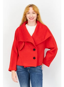 Buy Women Steady Wool Short Trench Coat, Flash Red in UAE