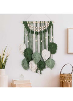 Buy Macrame feather Wall Hanging Boho Leaves Macrame Tapestry Wall Decor Handmade Green in Egypt