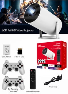 Buy 120ANSI Lumens HD Smart Gaming Projector Android 11 Portable Mini Cinema Screen Display Lamp 4K Home Movie Theatre Video Presentations 180 Degree Rotating Mobile Phone Projection With 2 Game Consoles in UAE