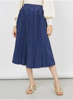 Buy Pleated Foil Spot Print Midi Skirt in Saudi Arabia