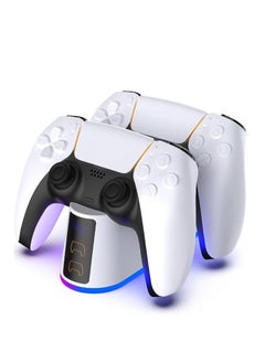 اشتري Charger Station for PS5 Controller RGB Light, Yakiter Fast Charging Dock for PlayStation 5 Controller, LED Indicator, Click-in Design, Safe Intelligent Protection for PS5 Controller في الامارات