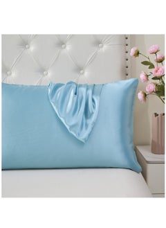 اشتري Satin Pillowcases 2-Pcs Soft And Silky Pillow Cover For Hair And Skin Care With Envelope Closure (Without Pillow Insert),Blue في السعودية