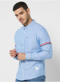 Buy Men Blue Slim Fit Pure Cotton Casual Sustainable Shirt in UAE