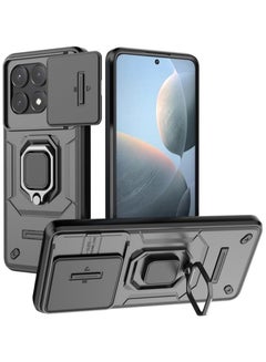 Buy Case Compatible with Xiaomi Poco X6 Pro 5G Bracket Shell with Slide Camera Lens Cover, Compatible with Xiaomi Redmi K70E 5G Case (Black) in Saudi Arabia