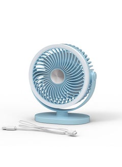 Buy LED Night Light Mute Desktop Cooling Ceiling Fan Blue in UAE