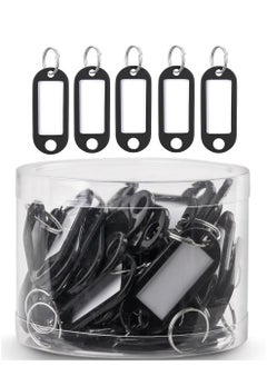 اشتري Plastic Key Tags with Labels 50pcs Pack, Durable Key Rings with Labels For Keys Identification, PET ID, Office, Realestate, Stores, Warehouse (Black) في الامارات