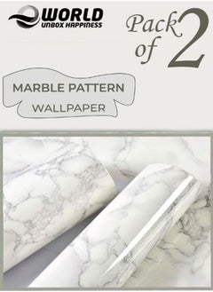 Buy Pack of 2 Marble Pattern Waterproof Self-Adhesive Kitchen Wallpaper Removable Oil proof and Easy to Clean Wall Sticker in UAE