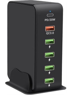 Buy Charger Block 6 in 1, 65W USB C Charger 3A, Charging Hub with 6 USB Ports for Multiple Electronics, USB Charging Station Multiports, Universal Desktop Phone Charger Travel Ready (Black) in UAE