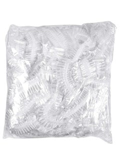 Buy 100-Piece Disposable Shower Cap Set Clear/White 50cm in UAE