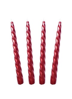 Buy Spiral Candle Renaissance Candle Diameter 22 x 230 mm Twisted Here: 4 Red Metallic Candles in Egypt