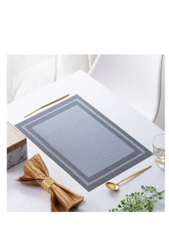 Buy 4Pcs Placemats for Dining Table Easy to Clean Plastic Washable Placemat for Kitchen Table Indoor Outdoor Table Mats Heat-resistand Washable Woven Vinyl Table Mats (Gray) in Saudi Arabia