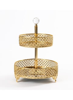 اشتري Piramit Small 2 - Tier Round Platter, Gold - 30x20 cm في الامارات