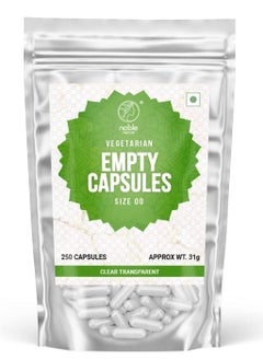 اشتري Size 00 Empty Capsules Vegetarian about 250 Count Clear Empty Vegan Capsules - Empty Vegetarian Pill Capsules- DIY Vegetable Capsule Filling- Veggie Pill Capsules Empty Caps في الامارات