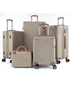 اشتري A travel bag set consisting of 5 luggage bags gold color, size 32"/28"/24"/20"/12 inches في السعودية