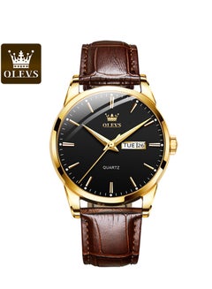 Buy Watches For Men Quartz Analog Water Resistant Leather Watch Brown 6898 in UAE
