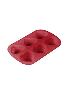 Buy Bake A Wish Silicone 6-Hole Cake Pan Red 26X17X3.5cm in UAE