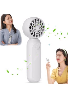 Buy Portable Air Purifier, Air Purifier for Bedroom Home Office, 1200mAh Rechargeable Mini Air Purifier Ionizer for Travel, Neck Hanging 2 IN 1 (White) in UAE