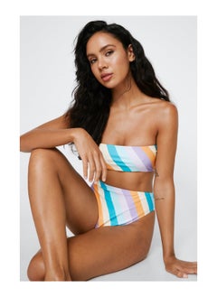 اشتري Recycled Stripe Bandeau High Leg Bikini Set في الامارات