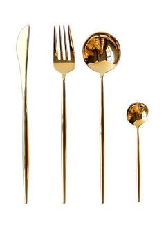 Buy 4-Piece Dinner Flatware Cutlery Set Gold in Saudi Arabia