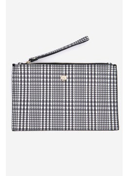 اشتري Women Lucerna Houndstooth Print Pouch 22 L x 13 H x 0.3 W cm, Bian and Nero في السعودية