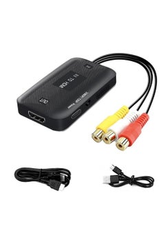 اشتري RCA to HDMI Converter, 1080P Mini RCA Composite CVBS Video Audio Converter Adapter Supporting PAL/NTSC for TV/PC/ PS3/ STB/Xbox VHS/VCR/Blue-Ray DVD Players with USB Power Cable في الامارات