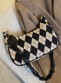 Buy Women's Contrast Color Plaid Striped Saddle Crossbody Shoulder Underarm Satchel Handbag Tote Clutch Purse Hobo Bag in Saudi Arabia