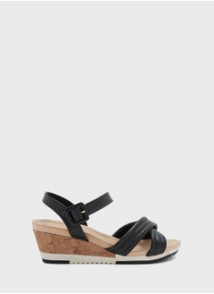 اشتري Ankle Strap Mid Heel Wedge Sandals في الامارات